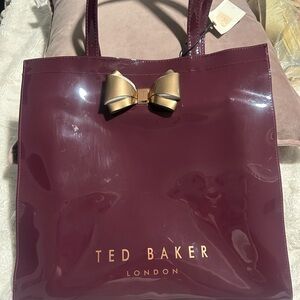 Ted Baker Burgundy Tote Bag with Gold Bow NWT